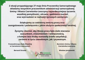 Życzenia z okazji Dnia Pracownika Samorządowego